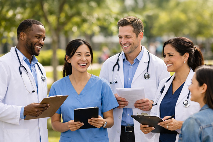 Photo of a primary care team engaging with the community.