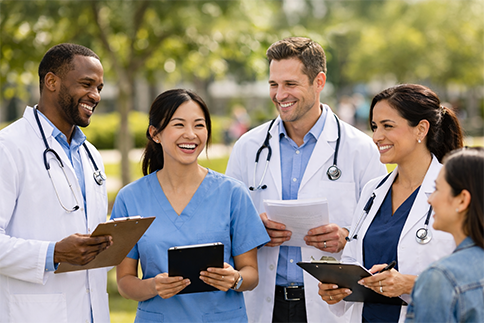 Photo of a primary care team engaging with the community.